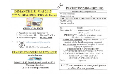 Vide Greniers &amp; Concours de Pétanque US Forcé